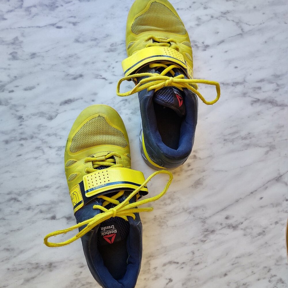 Women's Size 8.5 Yellow Black Reebok CrossFit CF74 Powerbax Lifting Shoes